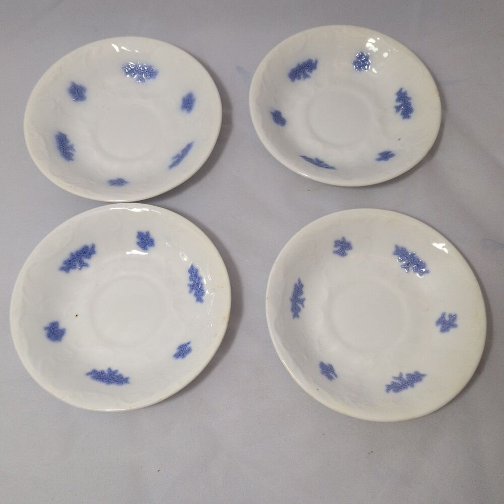 Antique Blue Chelsea Grape Sprig Ironstone Berry Bowls - 5⅝" - Set of 4...